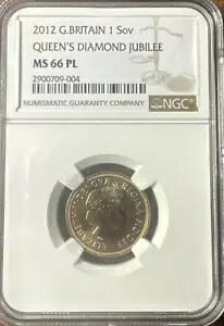 2012 グレートブリテン ゴールド ソブリン ダイヤモンド ジュビリー NGC MS 66 PL 残り 1 個