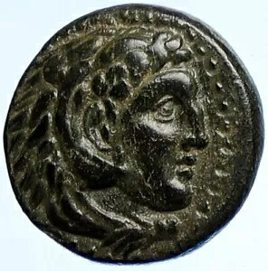 アレクサンダー 3 世大マケドニア古代古いギリシャのコイン ヘラクレス武器 i107598