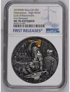 NGC MS70 FR 2019 ニウエ ヘパイストス シルバー コイン 2オンス ギリシャの鍛冶屋の神|WORLD RESOURCE【KING店】