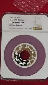 2014 ニウエ $2 馬年 2 オンス PAMP シルバー コイン プルーフ NGC PR PF 69