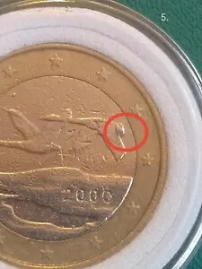 1 ユーロ硬貨フィンランド 2000、印刷エラー、レア