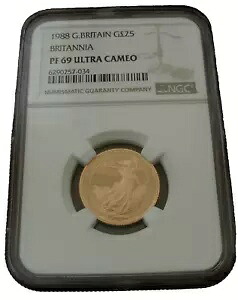 イギリス 1988 ゴールド 1/4 オンス 25 ポンド NGC PF69UC ブリタニア