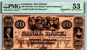 ルイジアナ、ニューオーリンズ $20 TOP POP 1850s-60s PMG 53 AU Pick LA105UNL-20b 291,555円