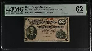 [PMG-62「トップ・ポップ・レポート」] 1875 ハイチ 25 サンタイム P-68r 79571