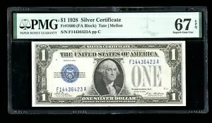 DBR 1928 $1 シルバー Fr. 1600 FA ブロック スーパーブ ジェム PMG 67 EPQ シリアル F14436423A