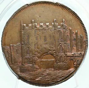 1790 イングランド イギリス サフォーク ベリー修道院ゲート アンティーク 1/2 P コンドル トークン PCGS i84019|WORLD RESOURCE【KING店】