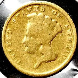 1854 年 3 ドル金貨 3 枚 RC397