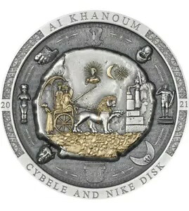 2021 クック $20 CYBELE DISK 部分金メッキ考古学象徴 3 オンス シルバー コイン
