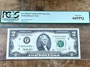 $2 1995 FRN 1936-F* アトランタ スター PCGS 66PPQ - 00000066* 低シリアル 66 スター 292,050円