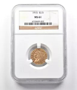 1915年 $2.50 インディアンヘッド ゴールド クォーター イーグル MS61 NGC *1370