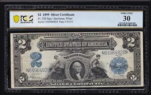 US 1899 $2 M&A シルバー証明書ノート FR 258 PCGS 30 Ch VF (828)