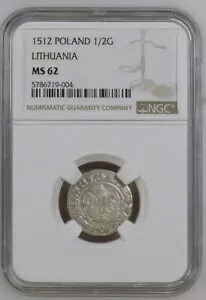 1512 ポーランド 1/2G リトアニア NGC MS 62