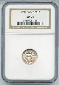 1997 $10 1/10 オンス アメリカン リバティ プラチナ イーグル NGC MS70 - SS494