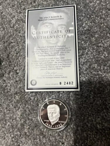 1960 1999 ジョン F ケネディ ジュニア USA Salutes You .999 1 オンス シルバー コイン 地金 jfk ニューヨーク