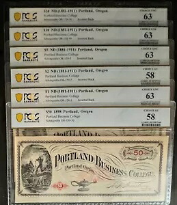 NQC ND 1881-191 $1、$2、$5、$10、$20、$50 ポートランド ビジネス カレッジ - PCGS AU-CU 292,050円