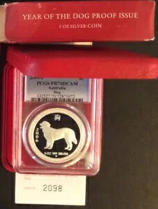 2006 オーストラリア ルナ 1 オンス シルバー ドッグ プルーフ PCGS PR70DCAM +OGP