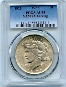 C7435- 1922 VAM-2A イヤリング LDS トップ 50 ピースドル PCGS AU55