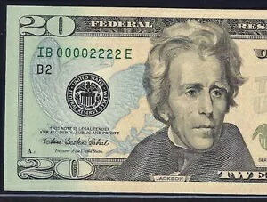 ???? 2006 $20 ダブル クワッド S/N ??IB 00002222 E?? PCGS GEM NEW 65 PPQ