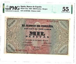 スペイン Banco de Espana 1000 Pesetas 20.5.1938 ピック 115a PMG 未流通 55 について|WORLD RESOURCE【KING店】