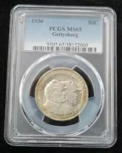 1936 年ゲティスバーグ記念シルバー ハーフダラー * PCGS グレード MS65