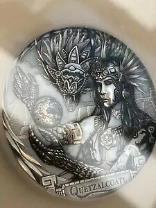 2017 PCGS MS70 クック諸島 $20 ケツァルコアトル「発行初日」 3オンス。銀