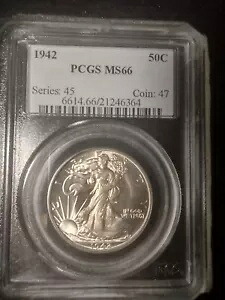 1942 ウォーキング リバティ ハーフダラー PCGS MS-66