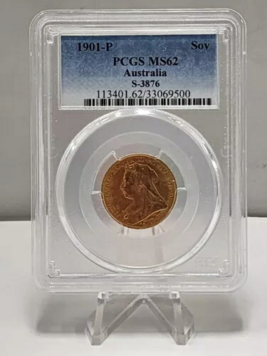 1901-P オーストラリア ゴールド ソブリン ビクトリア ベール ヘッド MS-62 PCGS