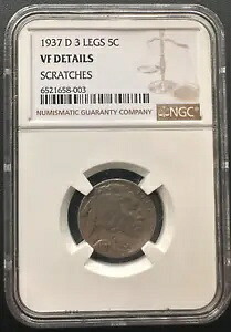 1937-D 3 脚バッファロー ニッケル NGC 非常に上質、キー日付、低鋳造コイン｜WORLD RESOURCE【KING店】