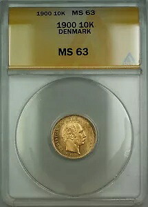 1900年 デンマーク 10K クローネ 金貨 ANACS MS-63｜WORLD RESOURCE【KING店】