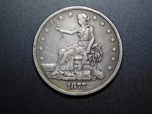 古い銀米国コイン 1877 貿易ドル $