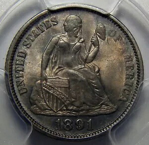 1891 PCGS MS65 シーテッド リバティ ダイム