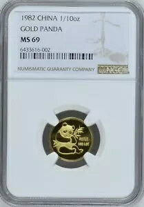 NGC MS69 1982 チャイナ パンダ 1/10 オンス 金貨