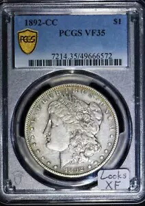 1892-CC モルガン ドル PCGS VF-35;見た目XF