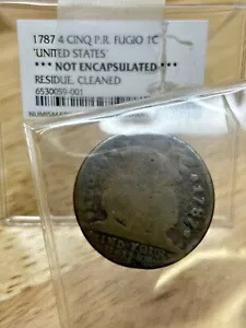 1787 フジオ ワン セント4 CINQ P.R.「カプセル化されていない」NGC 残留物を洗浄