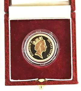 イギリス 1985 プルーフ仕上げ ソブリン .917 純金貨 箱と COA 付き