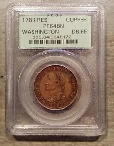 レア 1783 Res カッパー ワシントン オールド グリーン PCGS スラブ PR 64BN、DB、EE - SL111