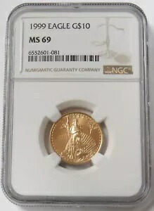 1999 ゴールド アメリカン イーグル $10 コイン 1/4 オンス NGC ミントステート 69