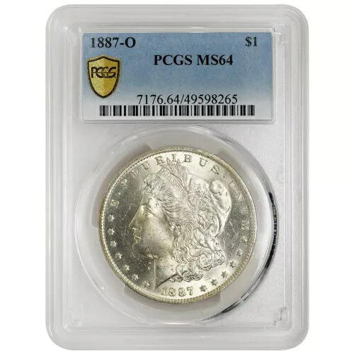 1887-O $1 モルガン ドル、PCGCS MS64 レア コイン