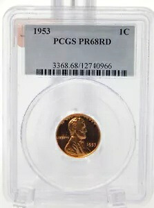 1953 - PCGS グレード PF68 RD レッド - リンコリン ウィート セント / ペニー (BT392)