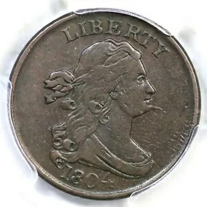 1804 C-5 R-4 PCGS VF 35 スパイクチンドレープバストハーフセントコイン 1/2c