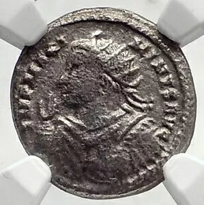 MAXIMINUS II Daia 本物の古代アルゲンテウス ローマ コイン SOL CHARIOT NGCi72725