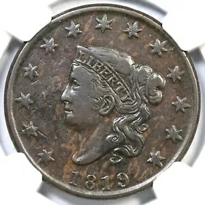 1819 N-7 R-4 NGC VF 25 マトロンまたはコロネット ヘッド ラージ セント コイン 1c