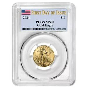 2024 $10 アメリカン ゴールド イーグル 1/4 オンス PCGS MS70 FDOI フラグ ラベル｜WORLD RESOURCE【KING店】