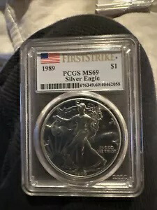 1989 シルバー イーグル PCGS MS69 ファースト ストライク ラベル $1 - COINGIANTS -