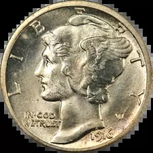 1916-S マーキュリー ダイム PCGS MS65 FB ナイス アイ アピール ストロング ストライク