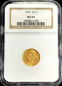 1903 ゴールド 米国 $2.5 リバティ ヘッド クォーター イーグル コイン NGC 造幣局 64