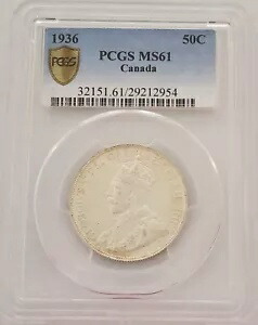 1936 - カナダ - PCGS 認定 - MS61 - 50 セント