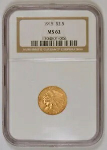 1915 年 $2.50 インディアン ヘッド 米国クォーター イーグル 金貨、NGC グレード MS62｜WORLD RESOURCE【KING店】