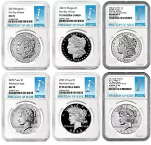 2023 リバース プルーフ (P、S) 6 コイン セット $1 モーガン & ピース FDOI NGC MS70 PR70 PF70 !｜WORLD RESOURCE【KING店】