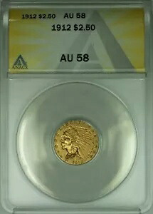 1912年 インディアンヘッドクォーター イーグル ゴールド $2.50 コイン ANACS AU-58｜WORLD RESOURCE【KING店】